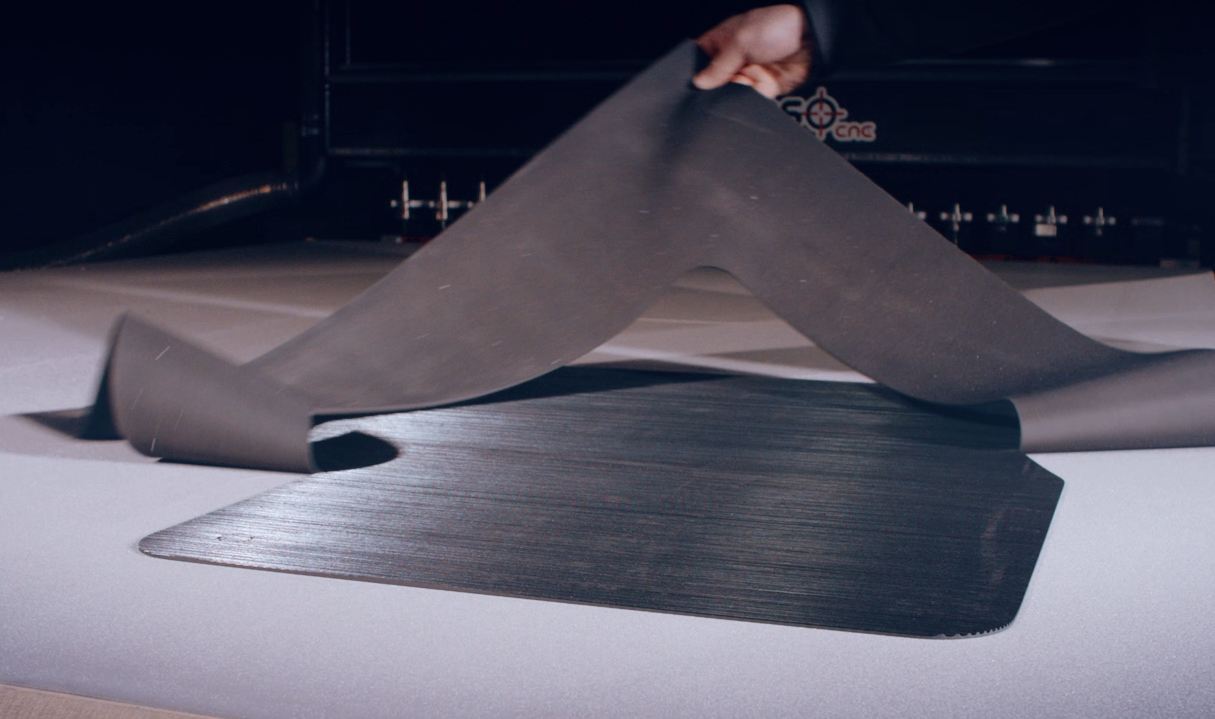 Rubber sheet cut on a VERSO CNC machine